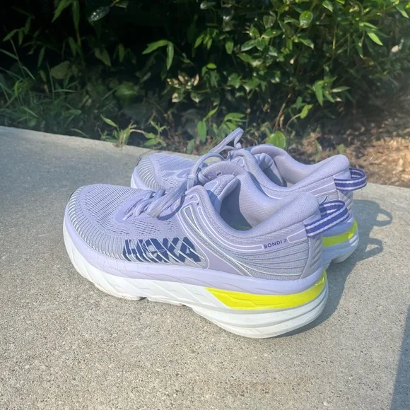 Hoka Women's Light Purple and Yellow Athletic Shoes - Picture 3 of 8